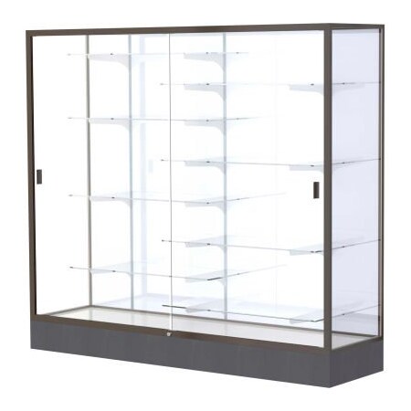Waddell Display Case Of Ghent Colossus Floor Case, White Back, Dark Bronze Frame, 72"L x 66"H x 20"D 2606-WB-BZ